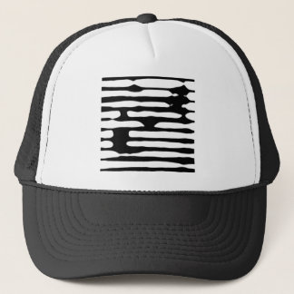 Abstract striped monochrome dogecoin trucker hat
