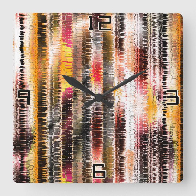 Abstract striped of showy sliced paper square wall clock (Front)