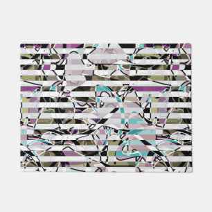 Abstract striped pattern stripes beige turquoise p doormat