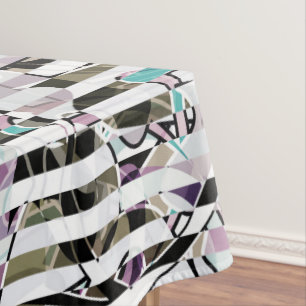 Abstract striped pattern stripes beige turquoise p tablecloth