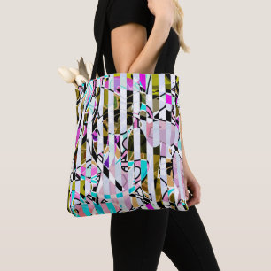 Abstract striped pattern stripes beige turquoise p tote bag