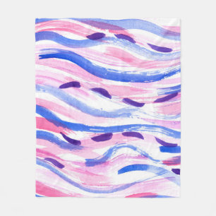Abstract striped watercolor background. Brush smea Fleece Blanket