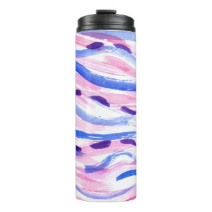 Abstract striped watercolor background. Brush smea Thermal Tumbler