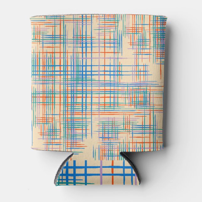 Abstract stripes, colourful ethnic grass mat. can cooler (Front)