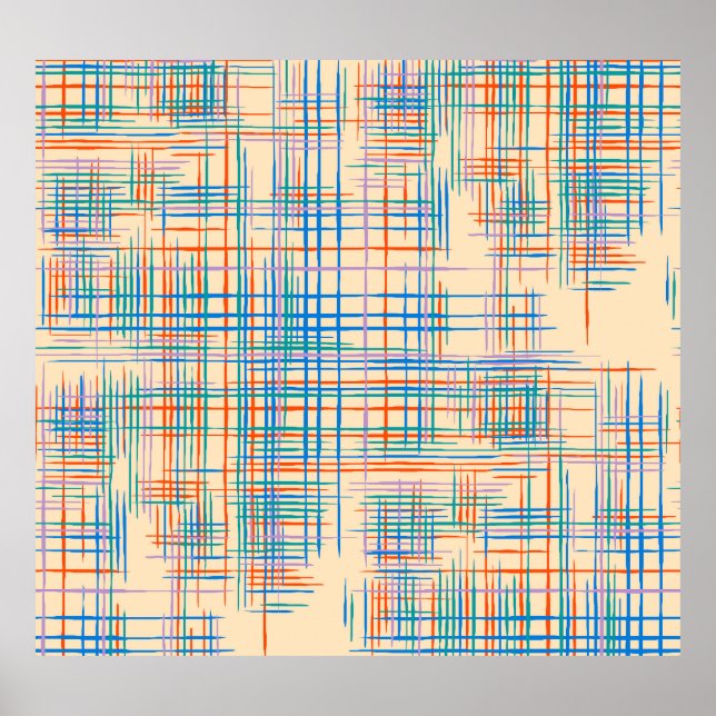 Abstract stripes, colourful ethnic grass mat. poster (Front)