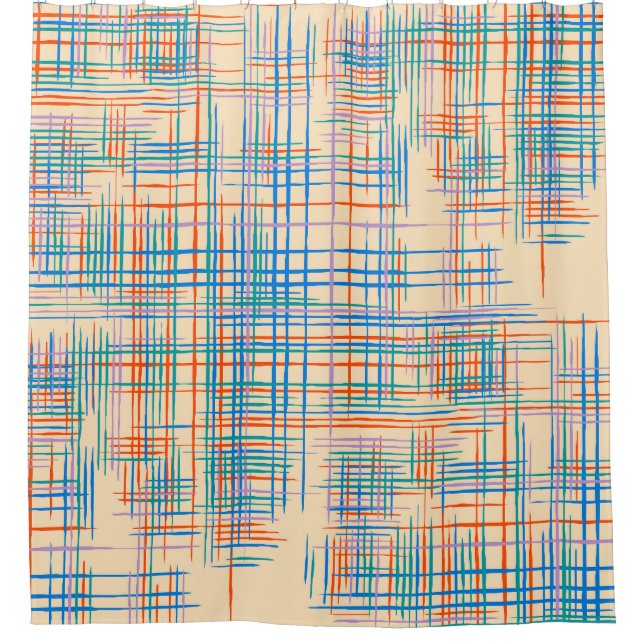 Abstract stripes, colourful ethnic grass mat. shower curtain (Front)