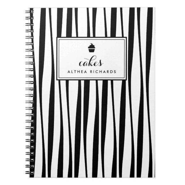 Abstract Stripes Custom Baking Recipe Notebook (Front)