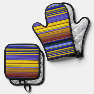 Abstract Stripes Design 1 Oven Mitt & Pot Holder Set