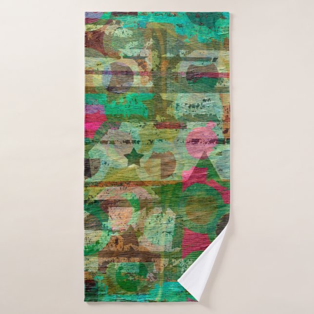 abstract stripes design with wood grain textureabs bath towel (Bath Towel)