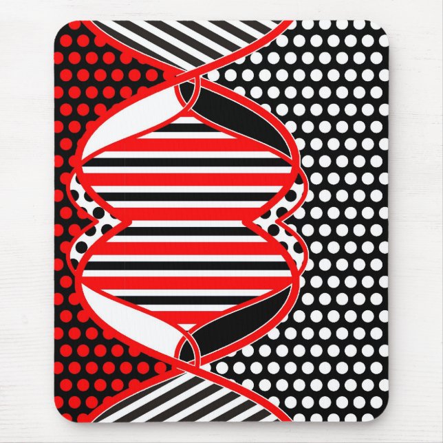 Abstract Stripes & Dots in black red white - pad Mouse Pad (Front)