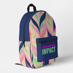Abstract Stripes Green Pink Navy Orange Printed Backpack