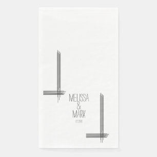 Abstract Stripes Hand Drawn Name Wedding   Napkin