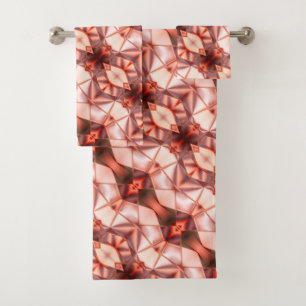 Abstract stripes of silky rapport in pinkish wine bath towel set