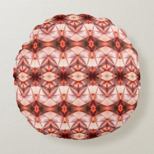 Abstract stripes of silky rapport in pinkish wine round cushion