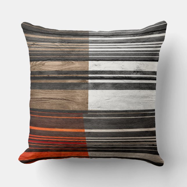 Abstract Stripes Pastel Wood Cushion (Front)