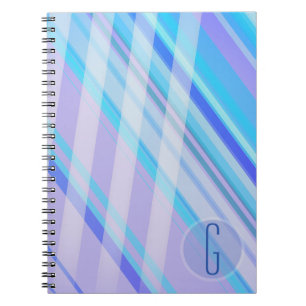 Abstract Stripes/Purples Blues/monogram Spiral Notebook