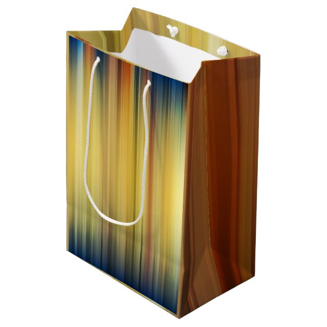 Abstract Stripes Spectrum Background Blue Gold     Medium Gift Bag (Front Angled)