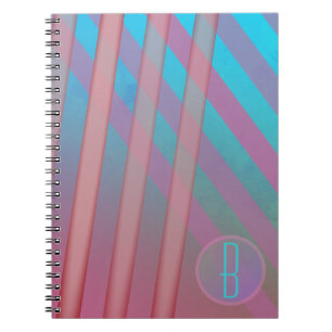 Abstract Stripes/Turquoise & Pink Hues/monogram Notebook