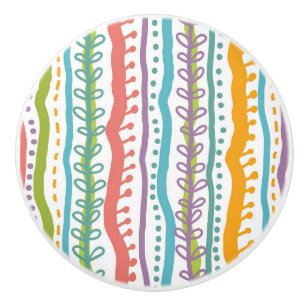 Abstract Stripes Vertical Pattern Ceramic Knob