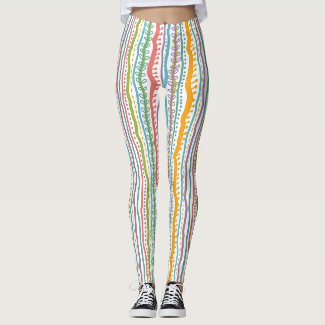 Abstract Stripes Vertical Pattern Leggings (Front)