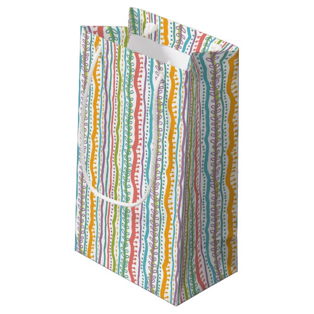 Abstract Stripes Vertical Pattern Small Gift Bag (Back Angled)