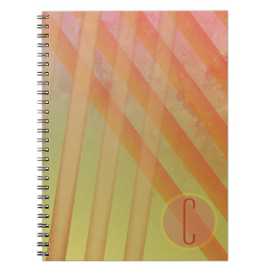 Abstract Stripes/Yellow & Warm Hues/monogram Spiral Notebook