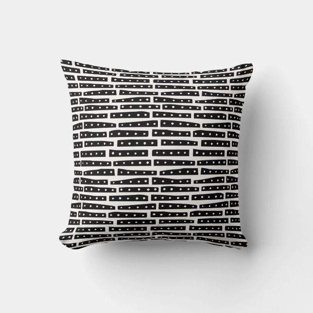 Abstract Strips 101119 Pattern - Black on White Cushion (Front)