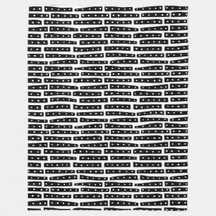 Abstract Strips 101119 Pattern - Black on White Fleece Blanket