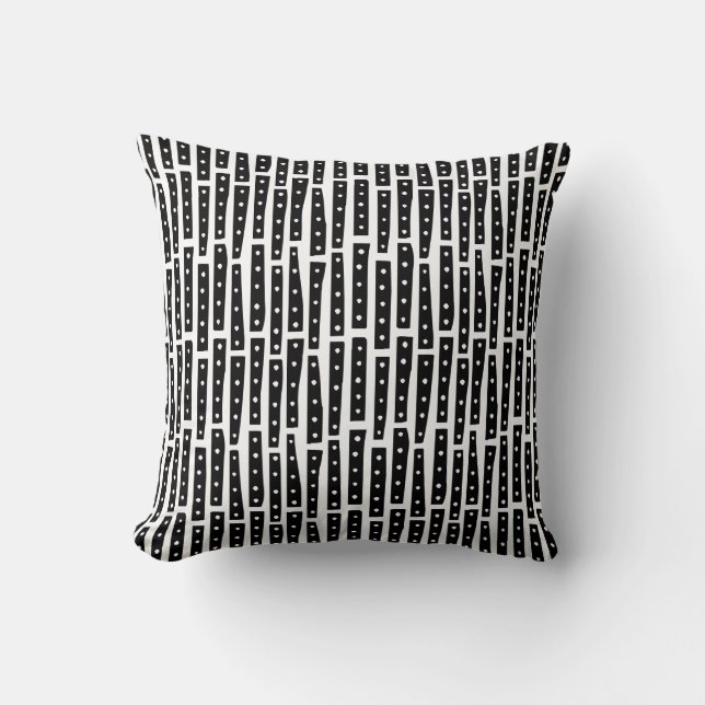 Abstract Strips 101119 Vertical - Black on White Cushion (Front)