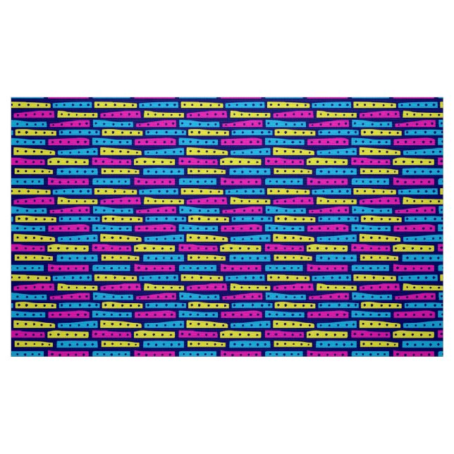 Abstract Strips Pattern - Colours 02 on Dark Blue Fabric (Fat Quarter)