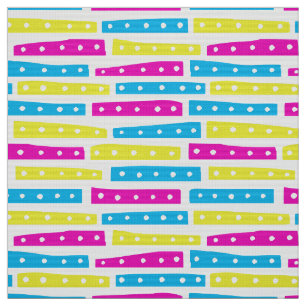 Abstract Strips Pattern - Colours 02 on White Fabric