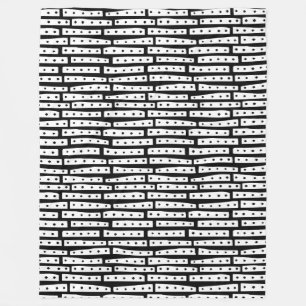 Abstract Strips Pattern - White on Black Fleece Blanket