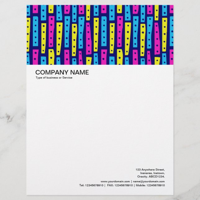 Abstract Strips Vertical - Colours 02 on Dark Blue Custom Letterhead (Front)