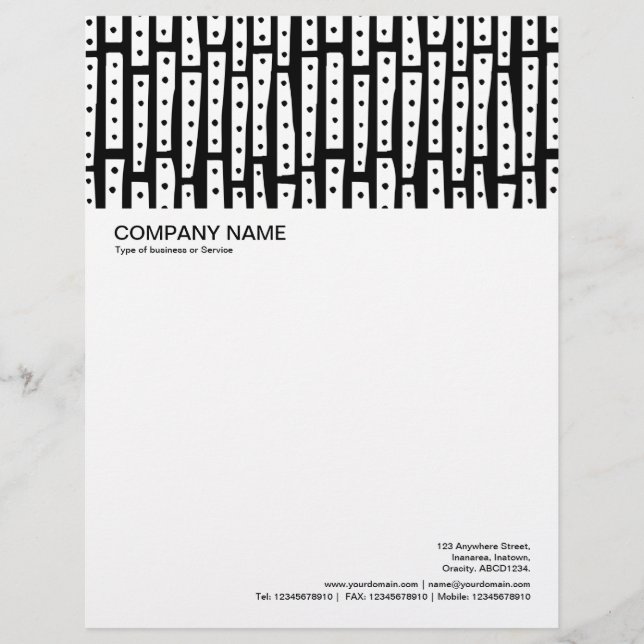 Abstract Strips Vertical - White on Black Custom Letterhead (Front)