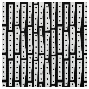 Abstract Strips Vertical - White on Black Fabric