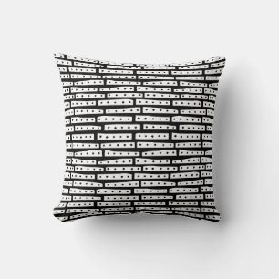 Abstract Strips - White on Black Cushion