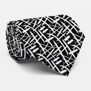Abstract Strokes 020524 - White and Black Tie