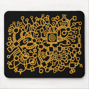 Abstract Structure - Gold on Black Mouse Pad
