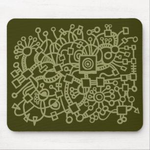 Abstract Structure - Khaki on Murky Green Mouse Pad