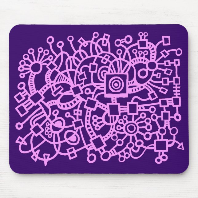 Abstract Structure - Light Violet on Deep Purple Mouse Pad (Front)