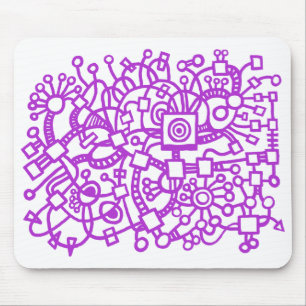 Abstract Structure - Majestic Purple on White Mouse Pad