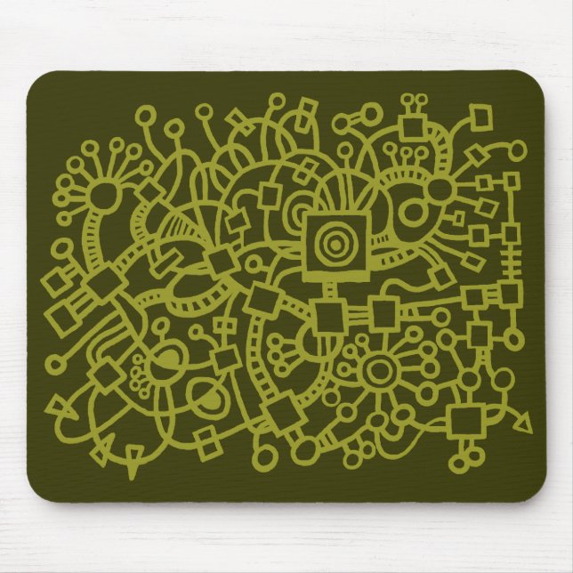 Abstract Structure - Olive on Murky Green Mouse Pad (Front)