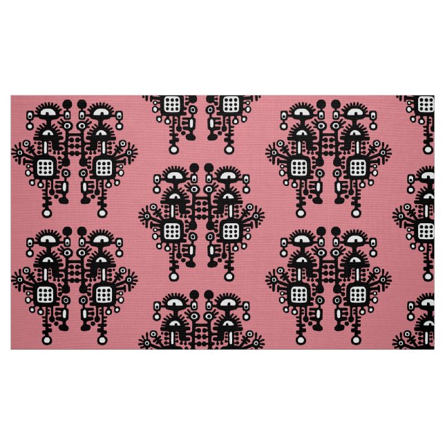 Abstract Structure Pattern - B&W With Pink Fabric (Fat Quarter)