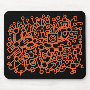 Abstract Structure - Red Brown on Black Mouse Pad