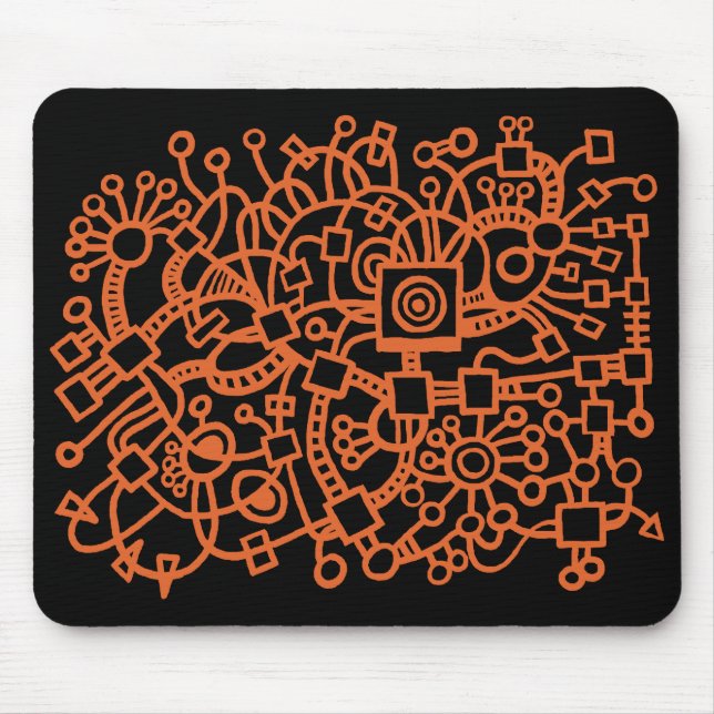 Abstract Structure - Red Brown on Black Mouse Pad (Front)