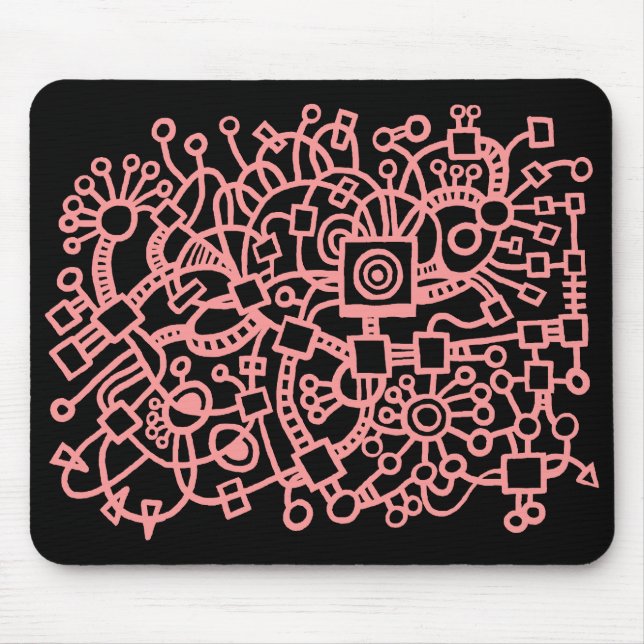 Abstract Structure - Soft Pink on Black Mouse Pad (Front)