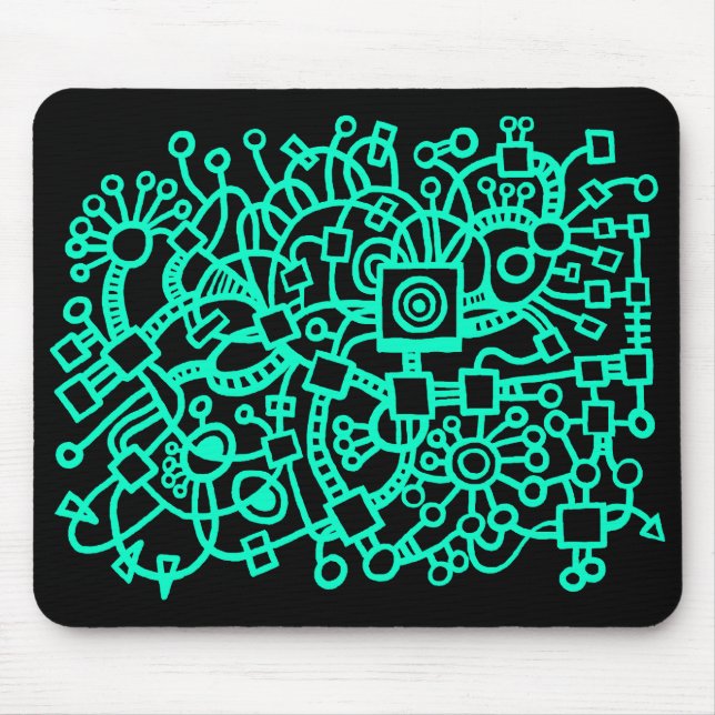 Abstract Structure - Turquoise on Black Mouse Pad (Front)