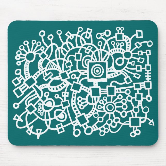Abstract Structure - White on Moss Green Mouse Pad (Front)