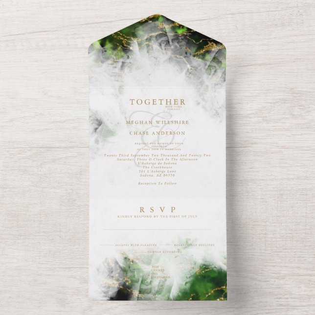 Abstract Stunning Emerald Crystal Agate  All In One Invitation (Inside)