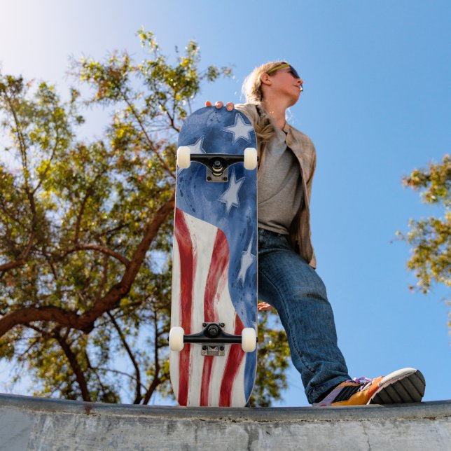 Abstract Style Splashed American Flag Skateboard (Outdoor 1)